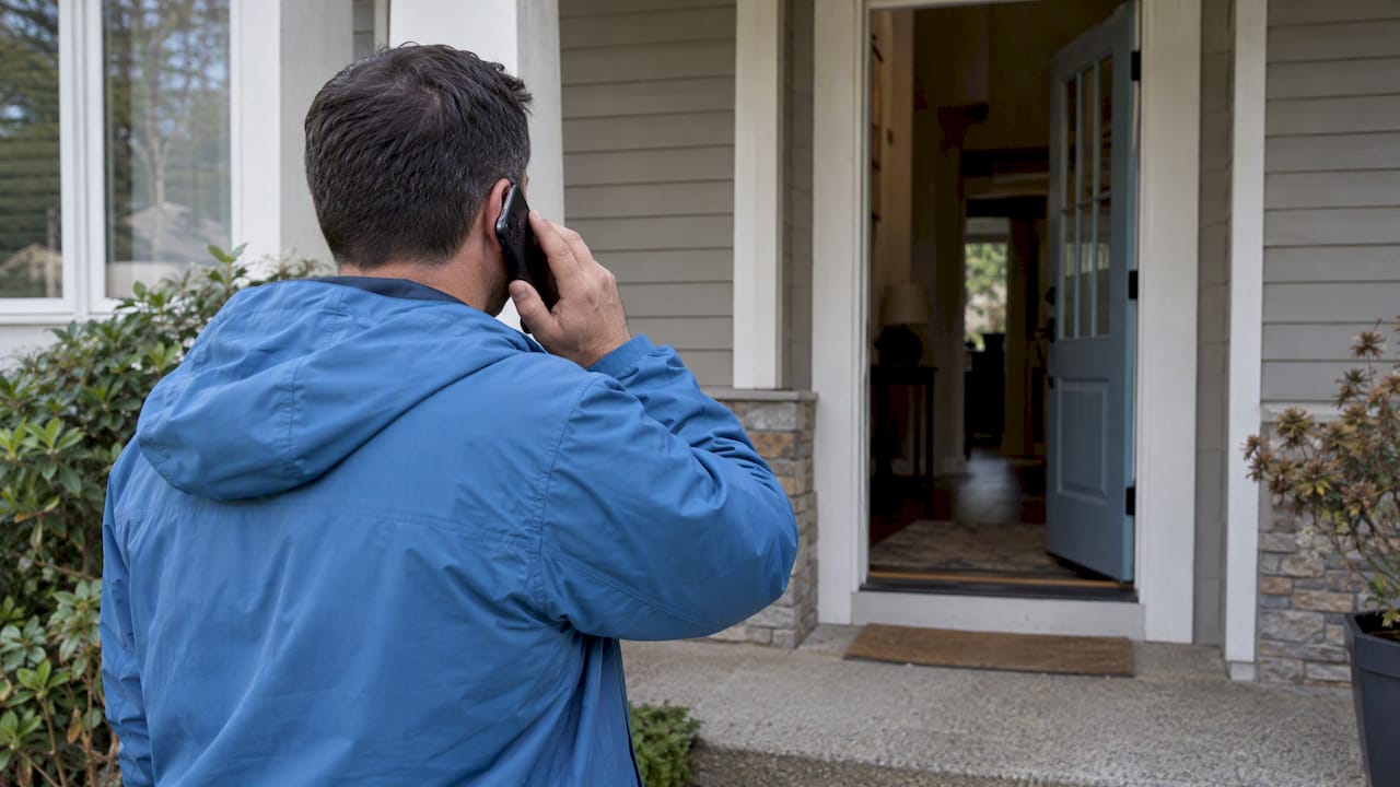 Homeowner calling outside after leaving home